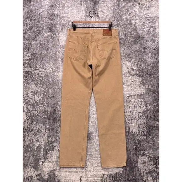 Vintage Levis Jeans 32 in x 33 in Mens 501 XX Made USA Khaki Brown Denim